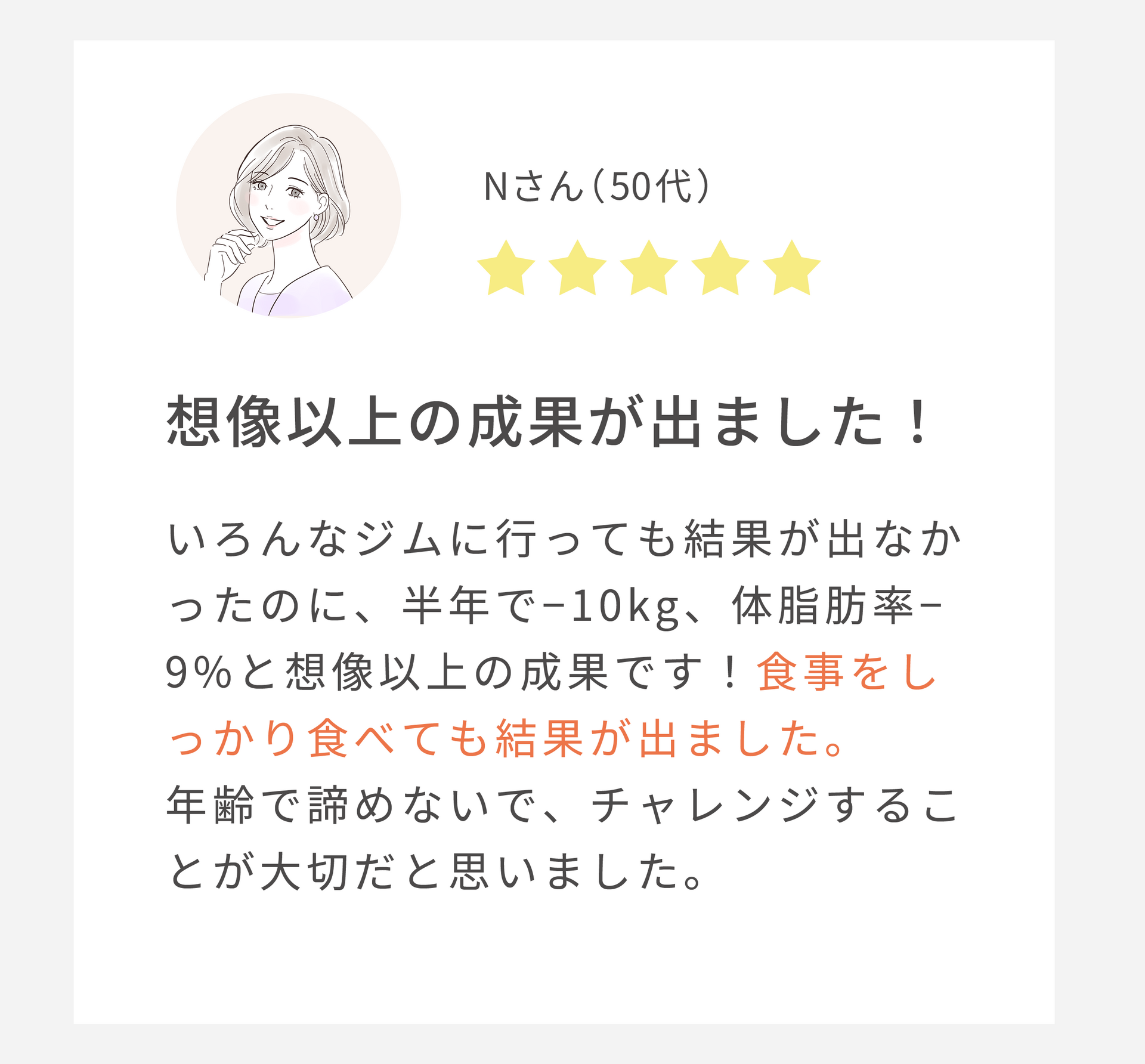 想像以上の成果が出ました！（50代女性）